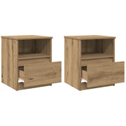 Set di 2 Comodini | Armadio da Notte | Mobiletto da notte Rovere Artigianale 40x40x50 cm Legno Multistrato