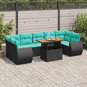 Set Divani da Giardino con Cuscini 8 pz Nero in Polyrattan