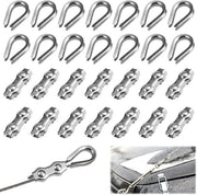 Set di 28 klemme cavi in acciaio inossidabile M3 con 14 klemme cavi 3 mm e 14 coppe cavi 3 mm - acciaio inossidabile 304 - per cavi in acciaio e spanne a filo.