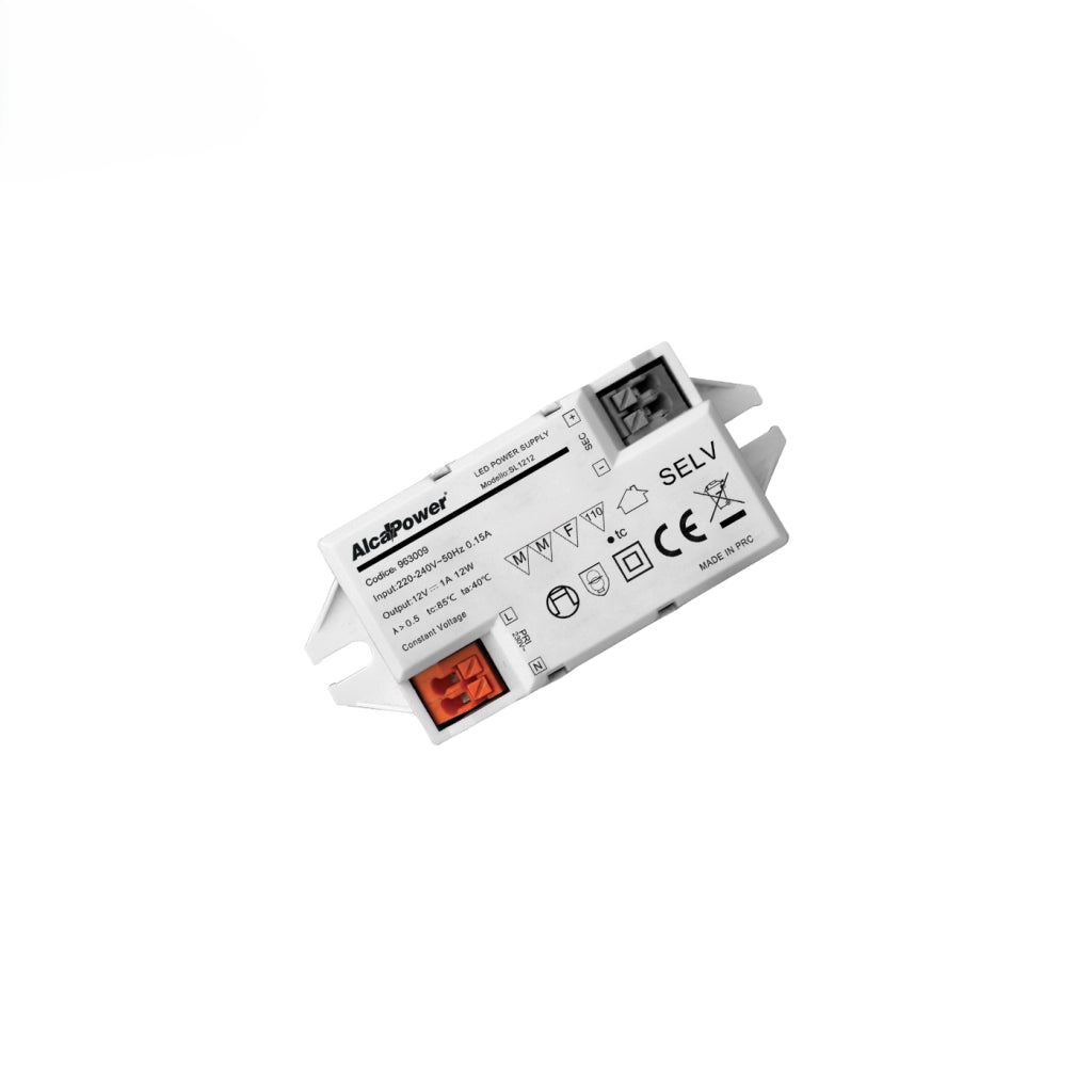 Alcapower Alimentatore Switching per Illuminotecnica 12W 12V 1A IP20, Compatto e Protetto da Sovraccarico, Sovratensione e Cortocircuito 12W1A