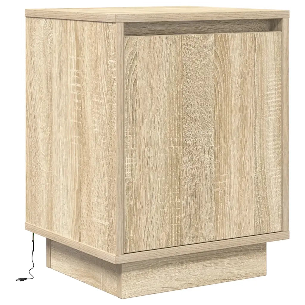 Set di 2 Comodini | Armadio da Notte | Mobiletto da notte con Luci a LED Rovere Sonoma 38x34x50 cm