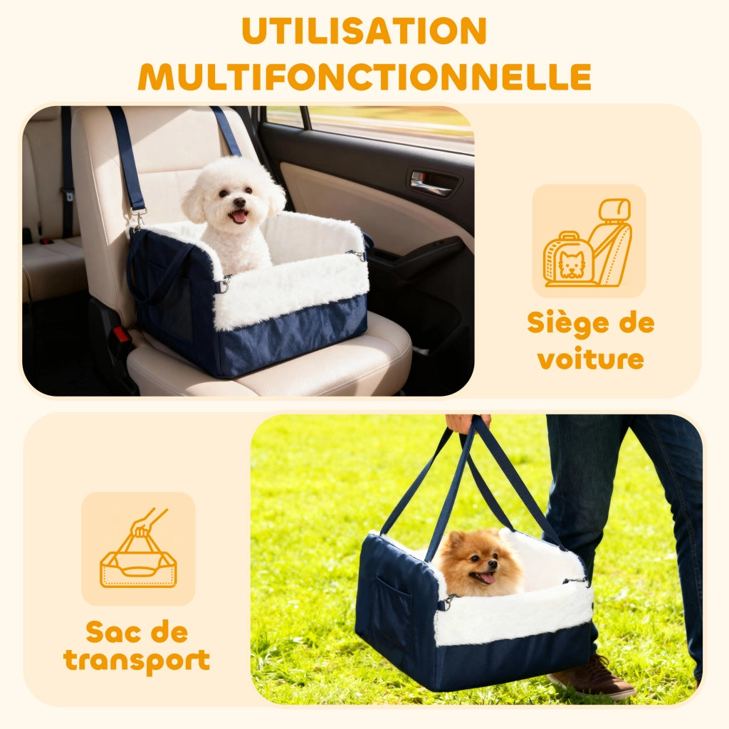 Seduta Auto per Cani con Cintura di Sicurezza ¨C Zephmum ¨C Blu 55x46x32 cm