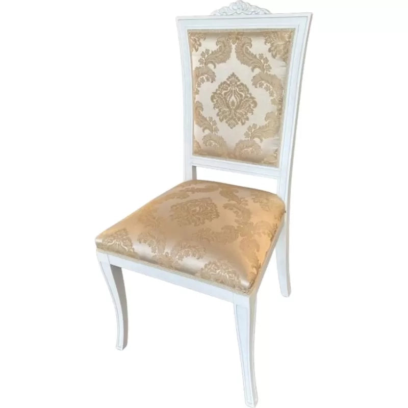 Sedia shabby legno bianco anticato imbottita beige 50x55x102 - Mobili 2G