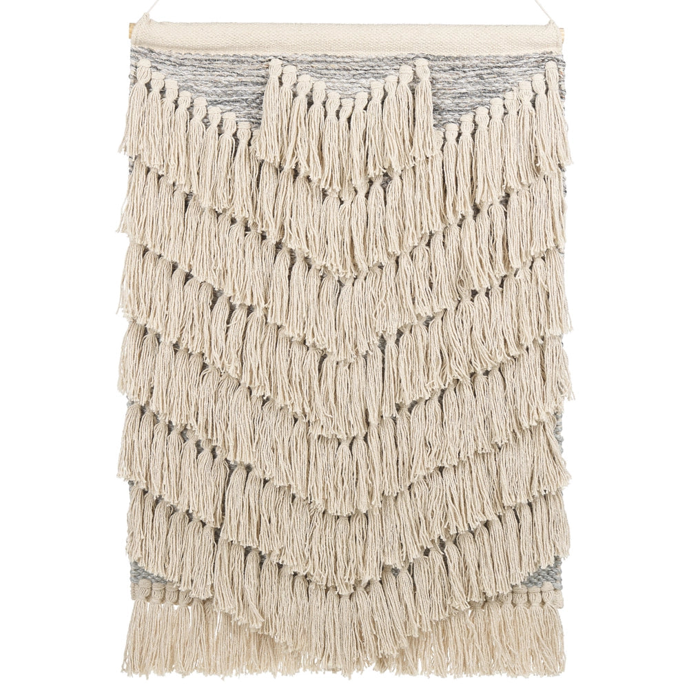 Decorazione da parete in cotone beige intrecciato a mano con frange Decorazione da parete in stile bohémien Soggiorno Camera da letto