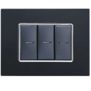 Trade Shop - Placca Cristal 3m 4m 6m Nero Effetto Vetro Compatibile Con Bticino Axolute -  -3 Fori     -