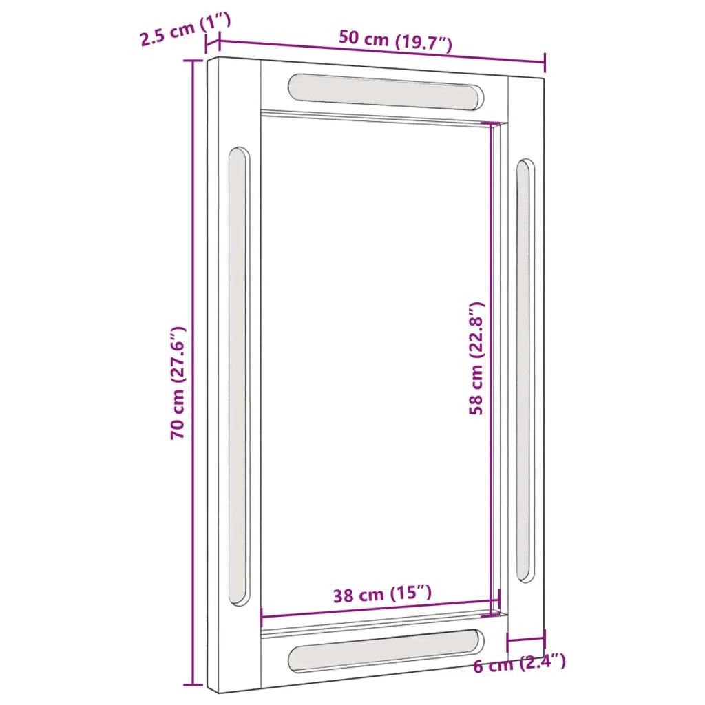 Specchio da bagno con specchio Marrone 50 x 2,5 x 70 cm