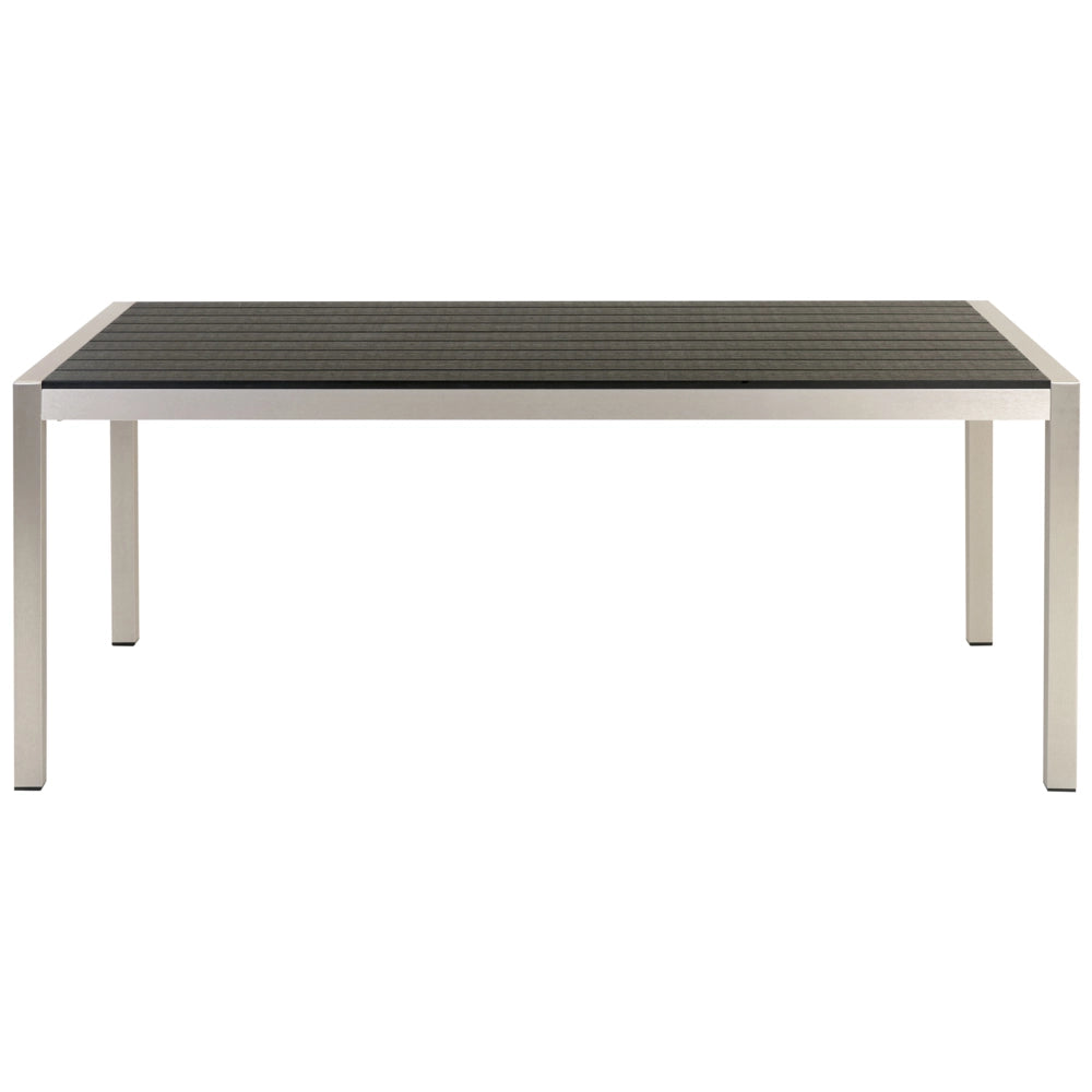 Set da Giardino 6 Sedie Tavolo Rettangolare Nero e Argento in Alluminio Anodizzato