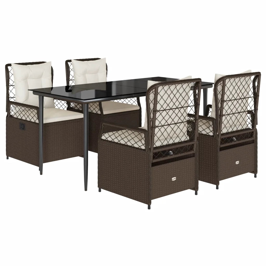 Set da Pranzo da Giardino 5pz con Cuscini in Polyrattan Marrone 3262974