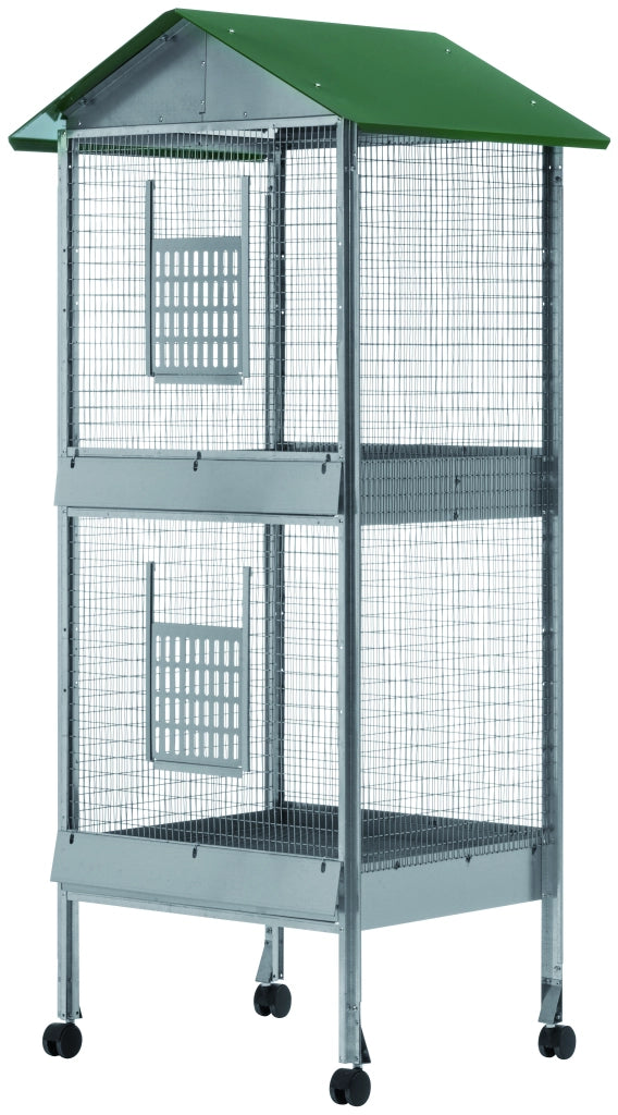 VOLIERA A CASETTA RETTANGOLARE A 2 PIANI cm. 60x50x170 h