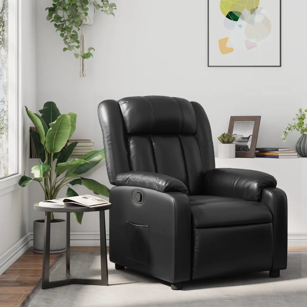 Divano Sedia-Poltrona Reclinabile Nera in Similpelle 768774