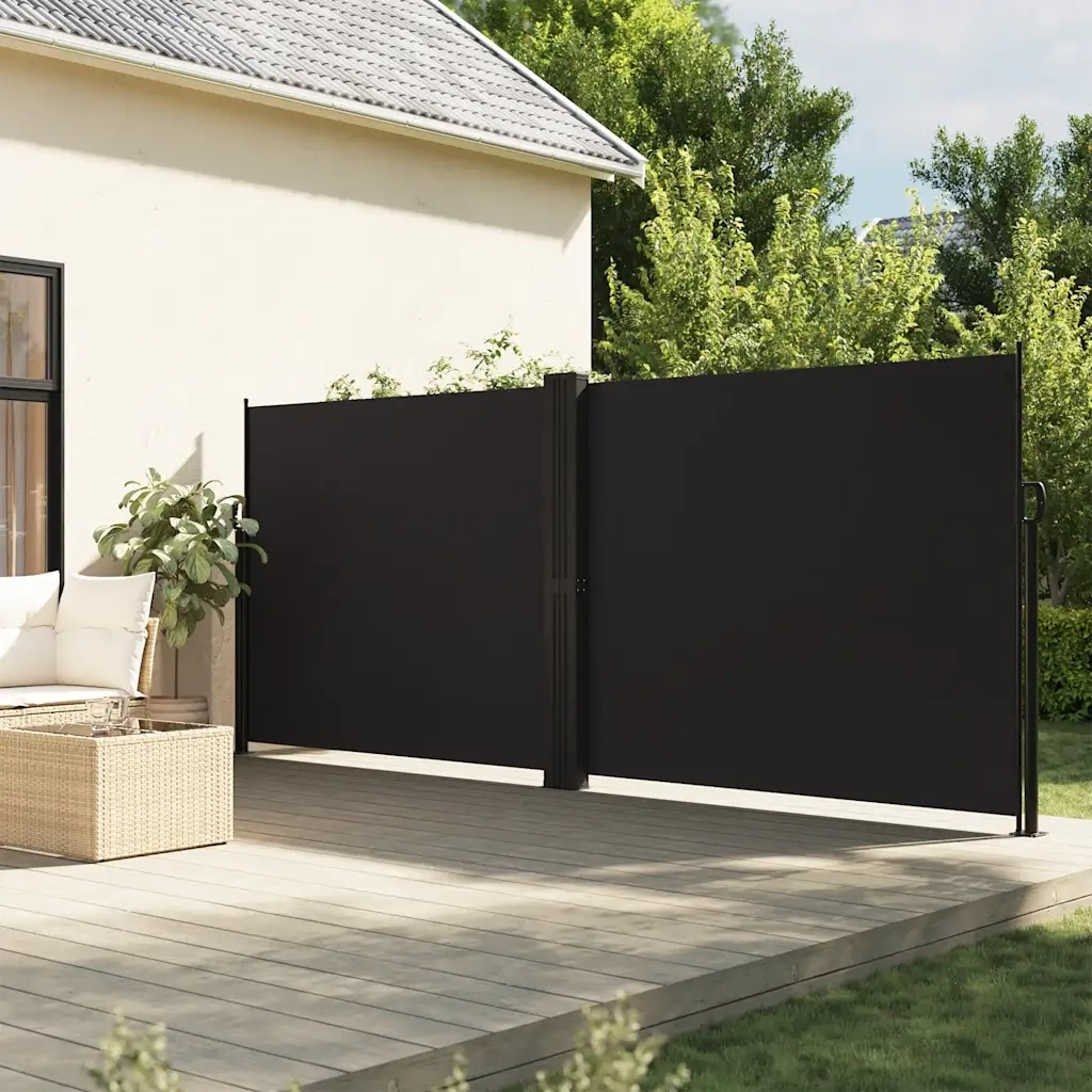 Tenda da Sole Laterale Retrattile-Tenda parasole per balcone per giardino Nera 180x1200 cm 799678
