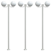 Lampada da terra per esterni 3 pezzi argento 215 cm acciaio inox argento 02_0042558