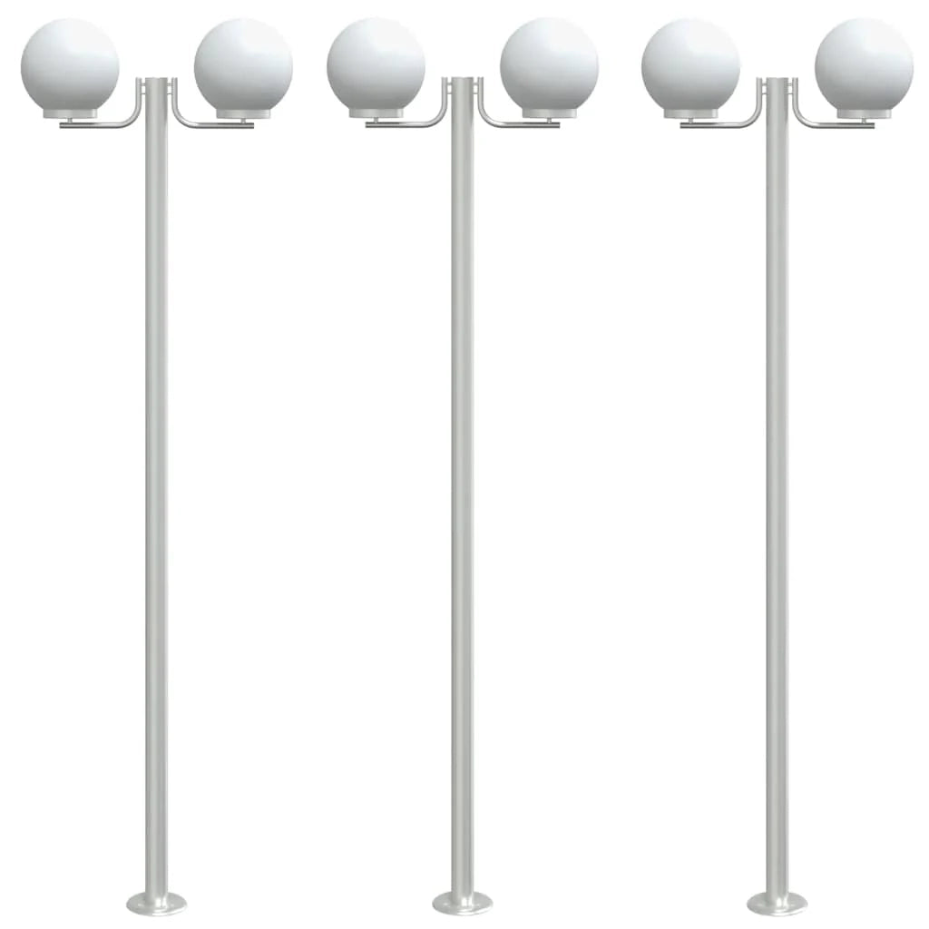 Lampada da terra per esterni 3 pezzi argento 215 cm acciaio inox argento 02_0042558
