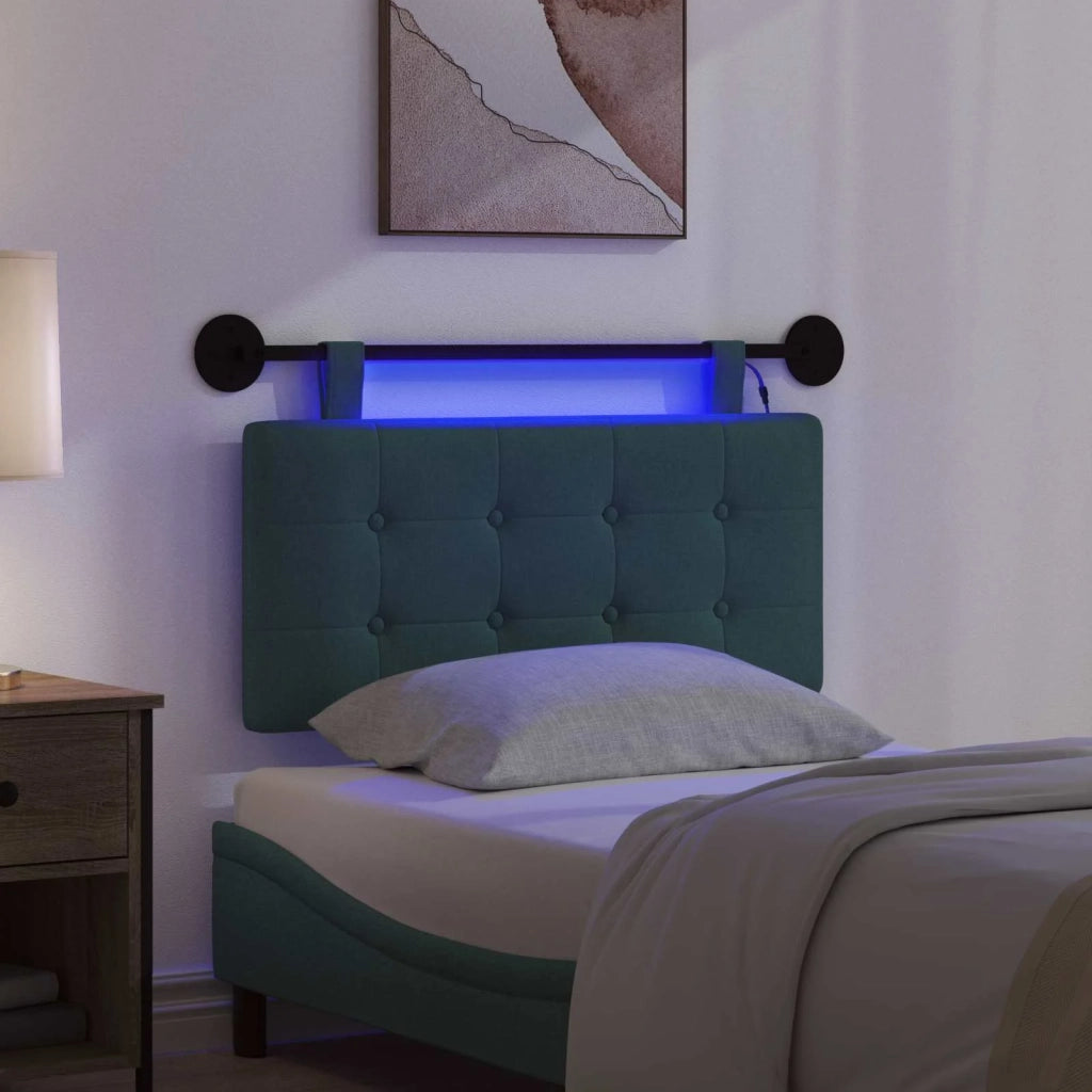 Testiera sospesa Con luce LED Verde Scuro Tessuto