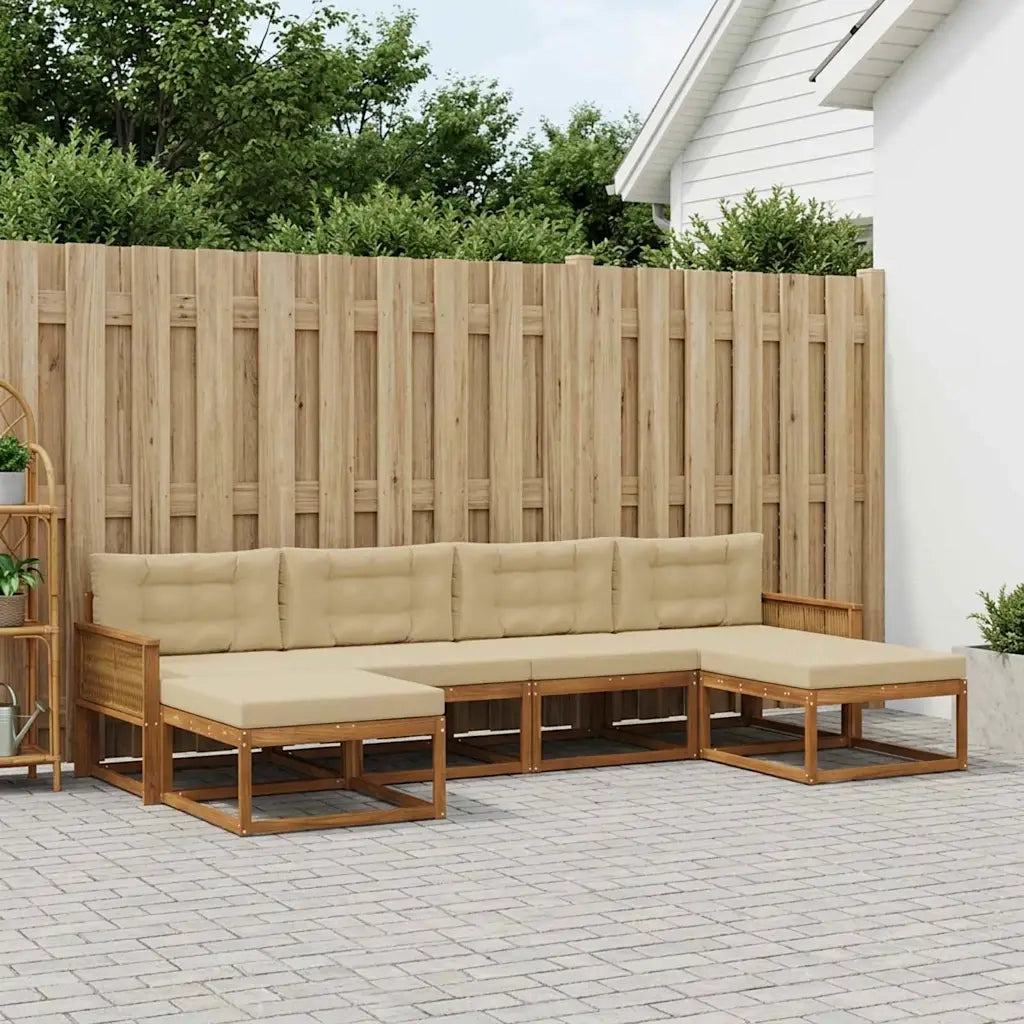 Set di divani da esterno con cuscino 6 pcs Naturale e Beige