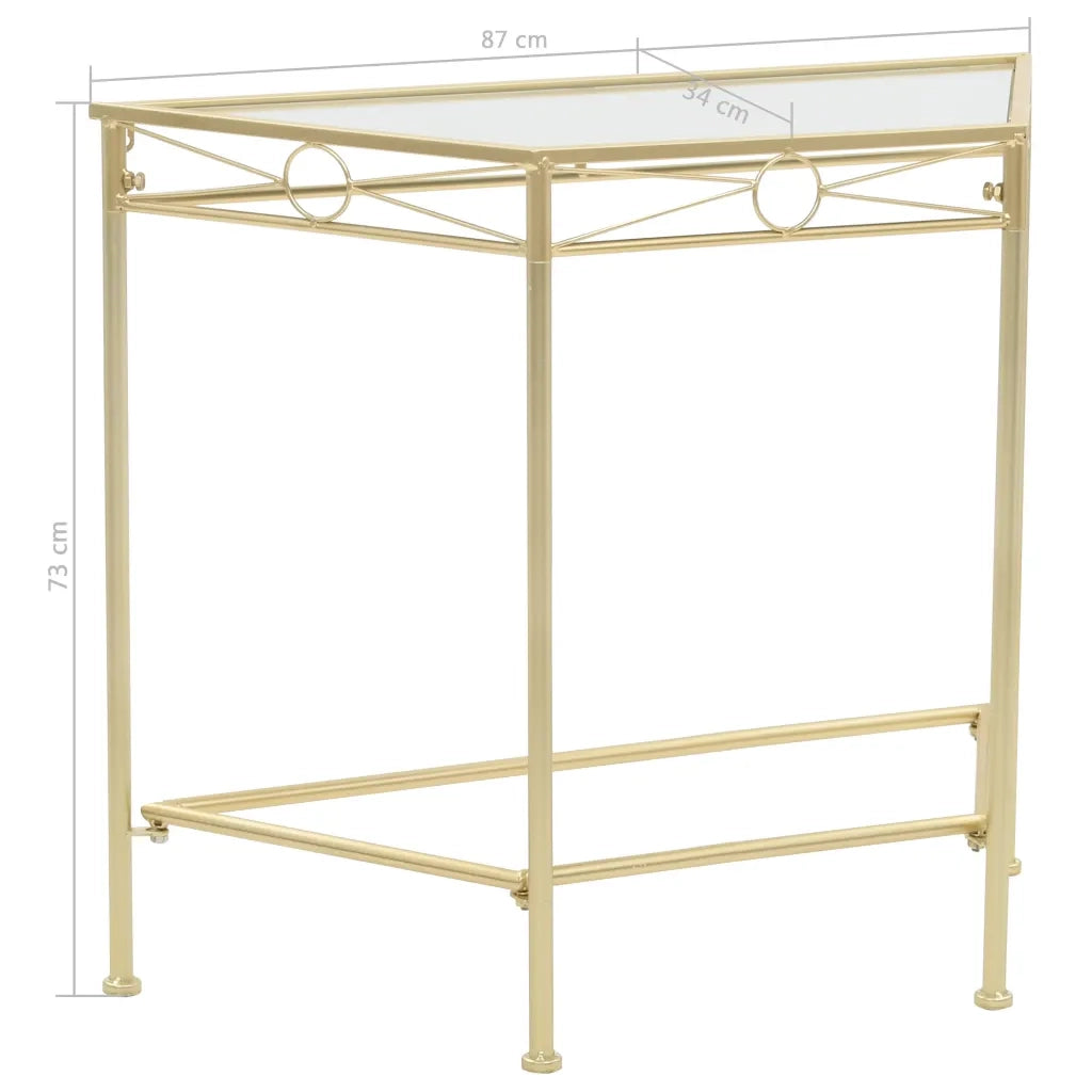 Tavolino | Tavolo laterale Vintage in Metallo 87x34x73 cm Oro
