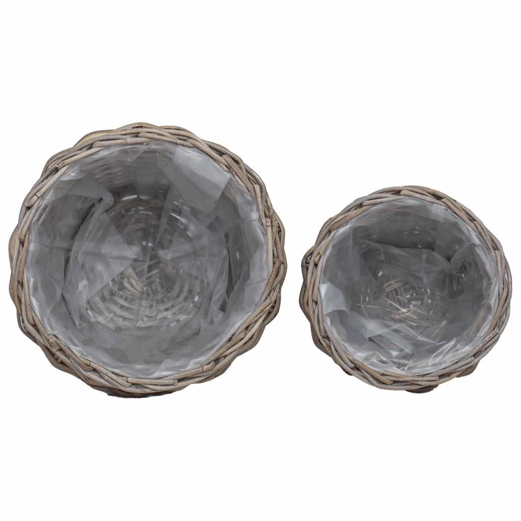 Cesto per Piante con archiviazione 2 pcs Grigio Rattan Lacak 42020959