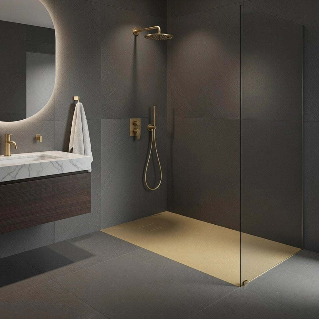 Piatto doccia in resina 90x140 cm effetto pietra colore beige CUBA