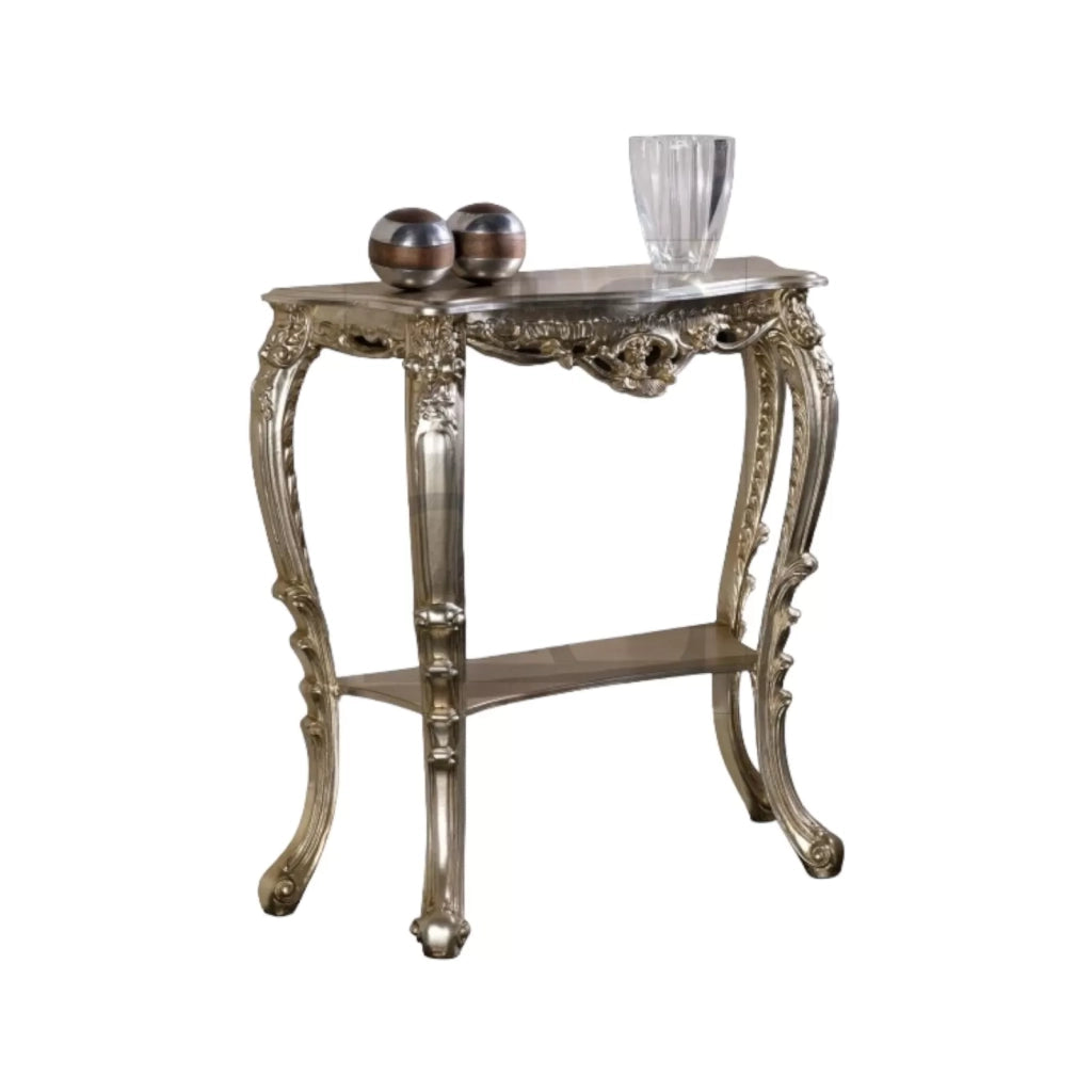 Consolle barocca in foglia argento misura  l.86 x h. 83 x  p.29 - Mobili 2G
