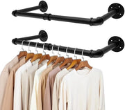 Set di appoggio per abbigliamento da parete da 50 cm - Appoggio per abbigliamento in metallo - Maniglione per armadio - Set da 4 pezzi - Nero - Capacità di carico fino a 60 kg