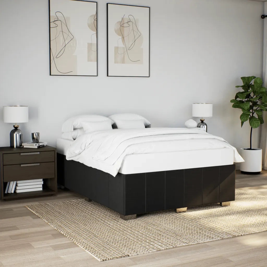 Letto matrimoniale | Letto per adulti | Giroletto senza Materasso Nero 140x200 cm in Tessuto
