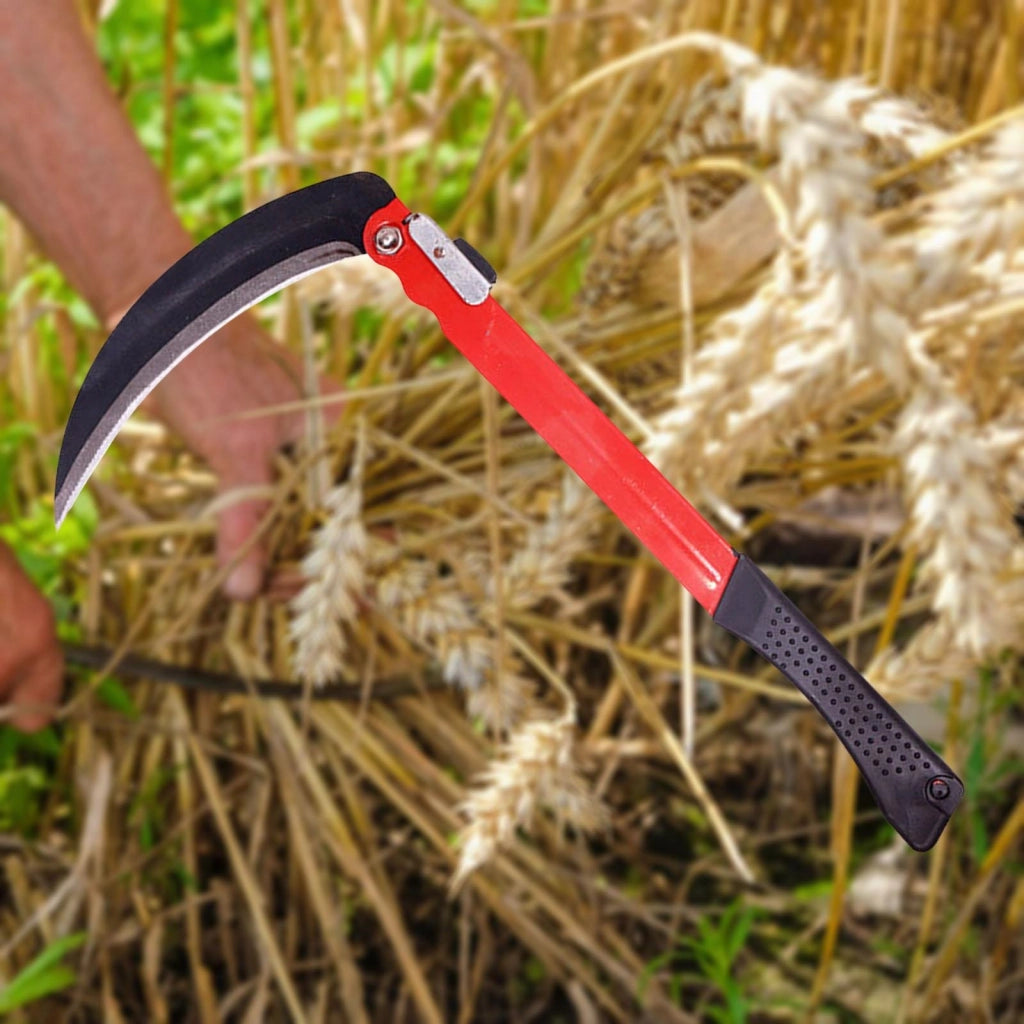 Falce Pieghevole 39cm Lama 21cm Alto Giardinaggio Multiuso Falce da Erba per Diserbo Falce di Sicurezza Portatile per Escursionismo di Emergenza Attrezzi