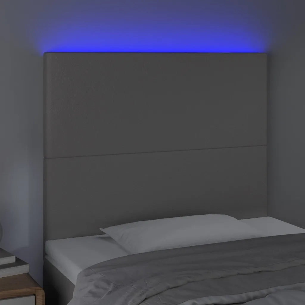 Testiera | Testata a LED Grigio 100x5x118/128cm in Similpelle