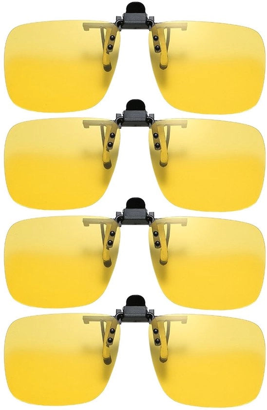 Set di Occhiali da Notte da 4 pezzi - Protezione Polarizzata - Occhiali da Sole Ripiegabili - Miglioramento della Visibilità - Riduzione della Sofferenza da Luci - Materiale in PC Resistente - Occhiali da Guida Automobilistica