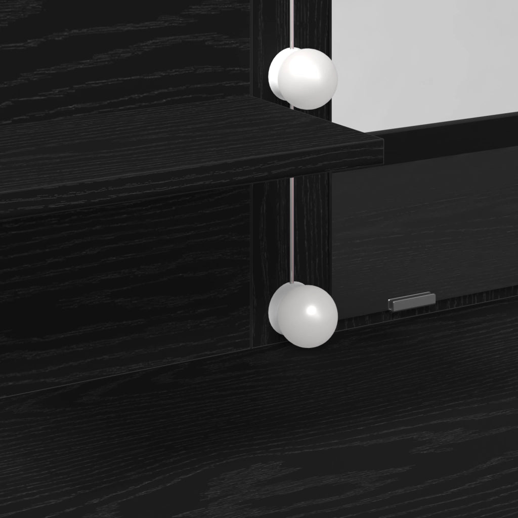 Tavolo da trucco con LED Nero Rovere 100x40x130 cm