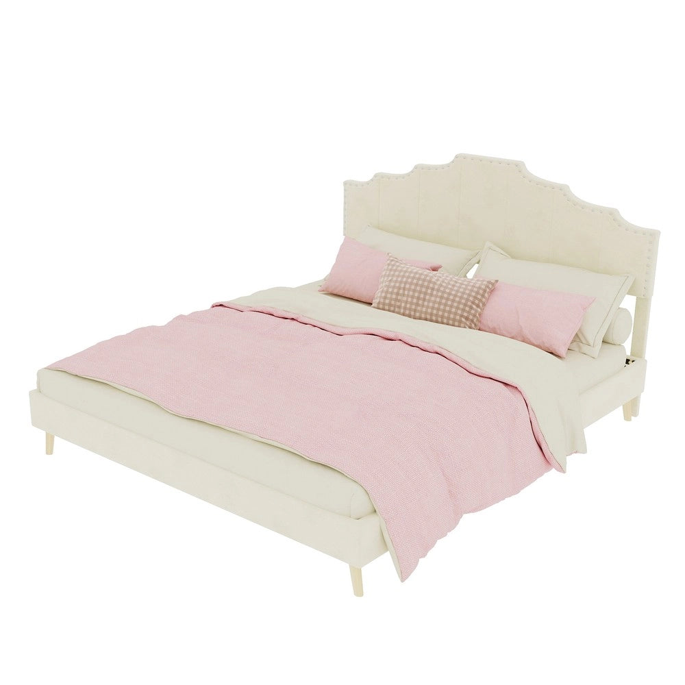 Letto Contenitore Imbottito ¨C MINIMAL ¨C Beige 160x200 con Materasso