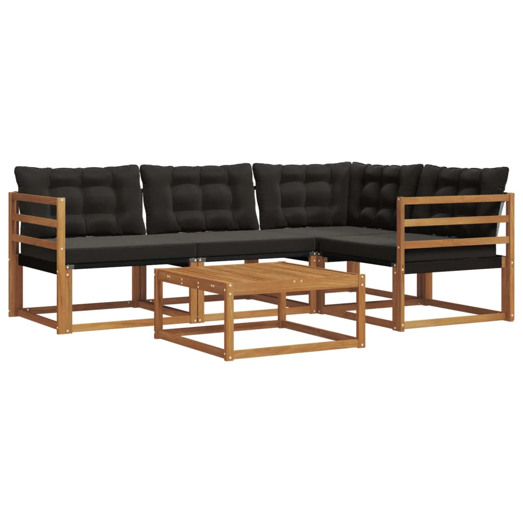 Set di divani da esterno con cuscino 5 pcs Naturale e Nero 3369423