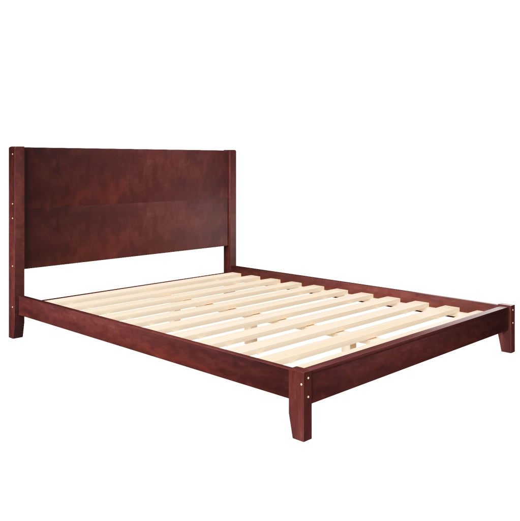 Letto matrimoniale 160x200 in legno con testiera e rete a doghe, marrone