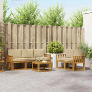 Set di divani da esterno con cuscino 6 pcs Naturale e Beige 3366006