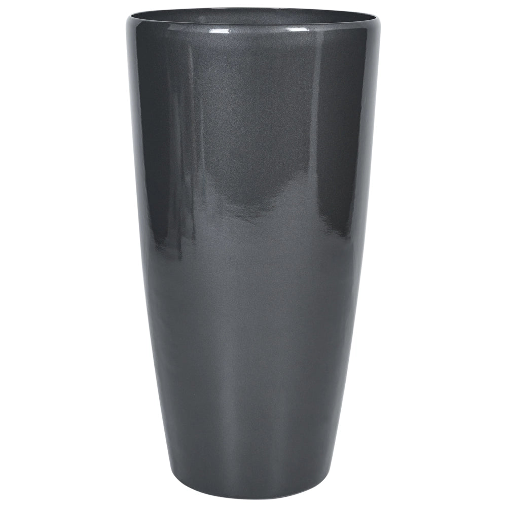 Vaso da Fiori alto nero con Fibra di Vetro 40 x 40 x 75 cm Lucido rotondo alto 40 cm