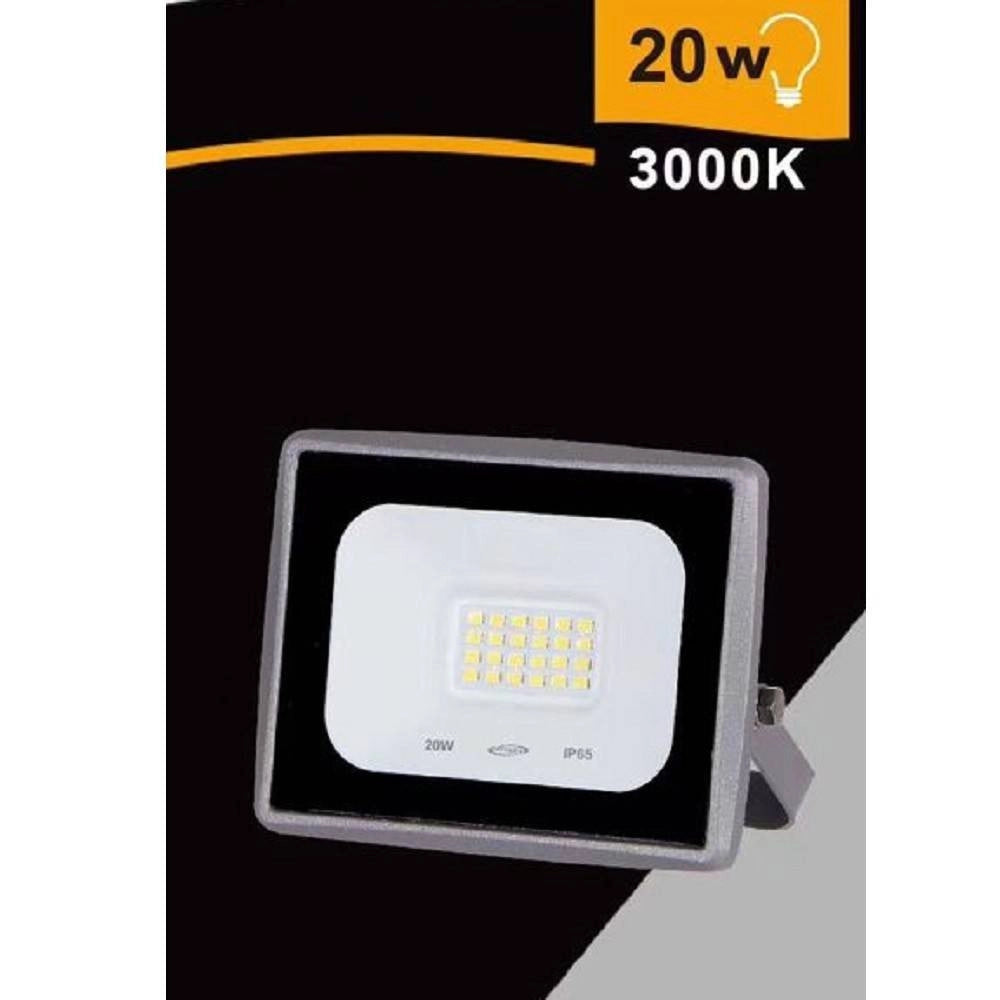Trade Shop - Faretto Led Faro 20 W 1800 Lm Ip65 Grigio Luce Calda Fredda Naturale Ek02-20w-g - -bianco Caldo      -