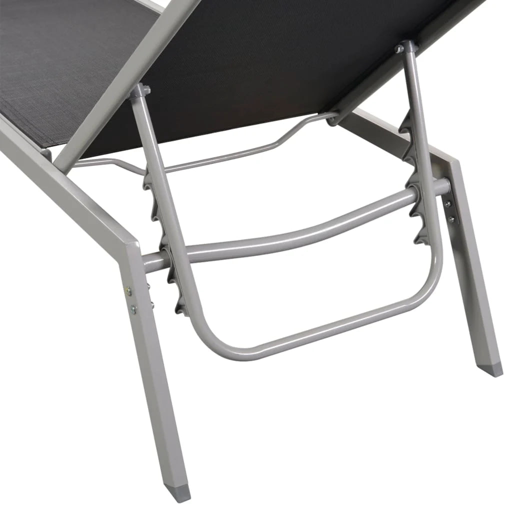 Lettino prendisole sedia a sdraio lettino prendisole letto da giardino mobili da esterno per patio acciaio e textilene nero 02_0012244