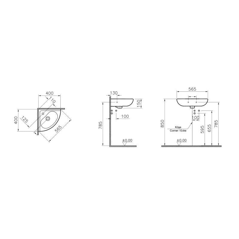Lavabo Arkitekt angolare 40 cm - Serie Normus