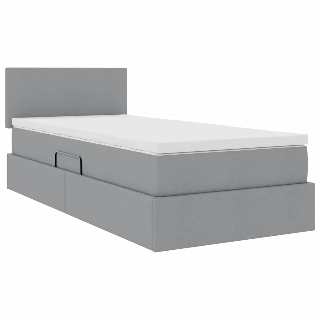 Letto con contenitore e materasso Grigio chiaro 90 x 200 cm