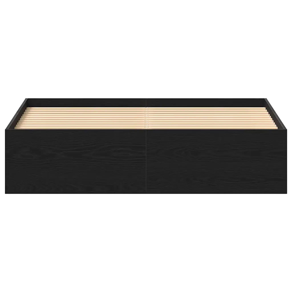 Letto matrimoniale | Letto per adulti | Giroletto senza Materasso Rovere Nero 160x200 cm Truciolato