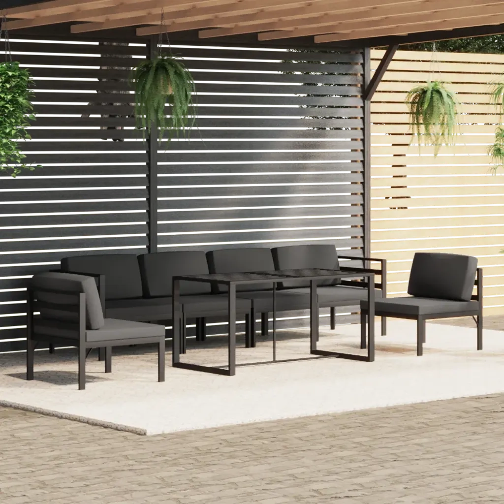 Set Divani da Giardino 7 pz con Cuscini in Alluminio Antracite cod mxl 35800