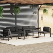 Set Divani da Giardino 7 pz con Cuscini in Alluminio Antracite cod mxl 35800