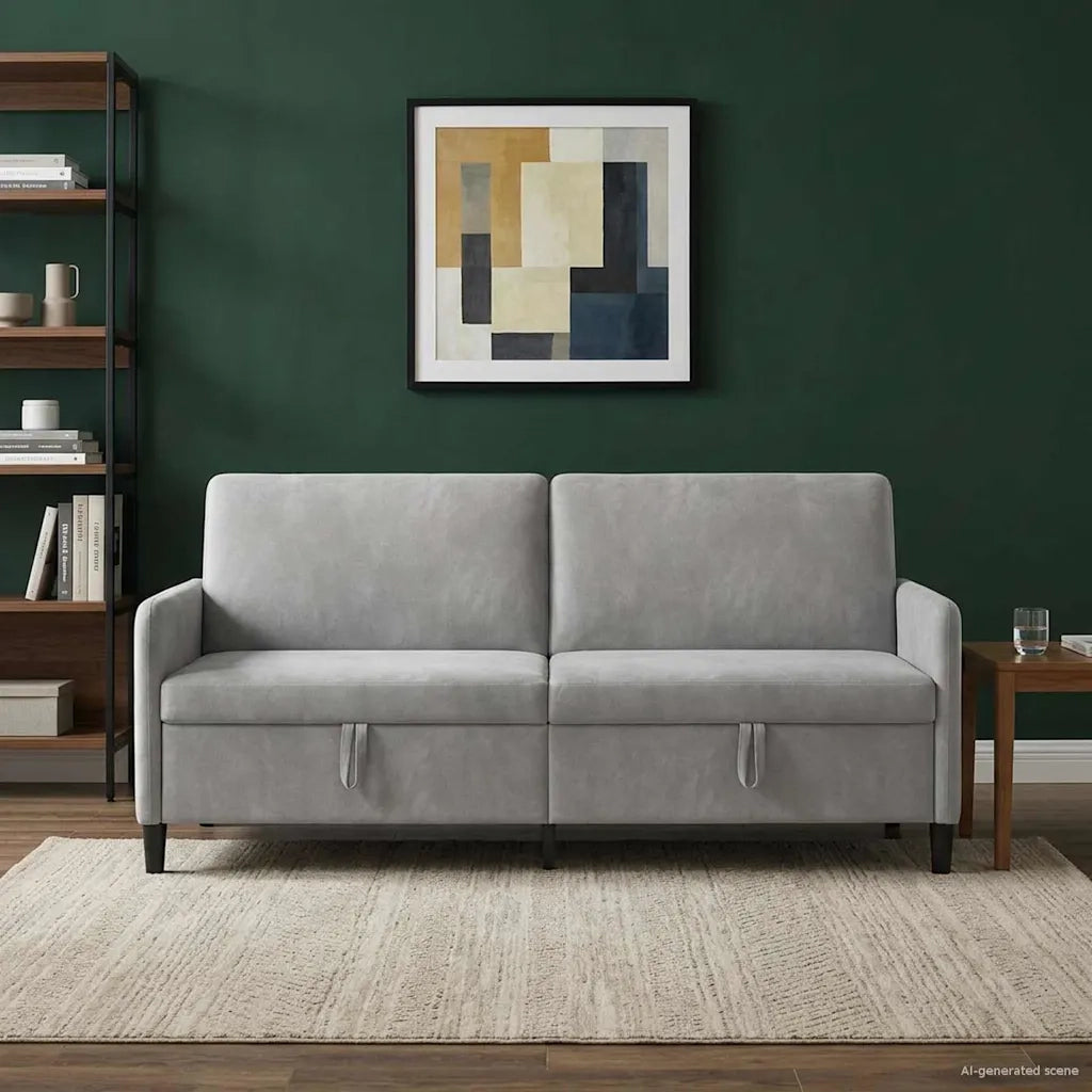 Divano con Storage Grigio Chiaro 192 x 78 x 87 cm Poliestere 42036989