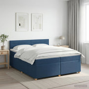 Letto box spring con materasso Blu 200 x 200 cm Tessuto 3451034