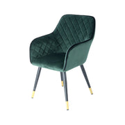 Sedia Poltroncina Amino in Velluto Verde Scuro e Nero