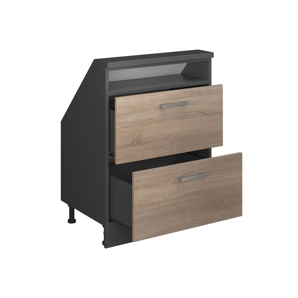 Mobile cucina sottotetto R-Line Sonoma/Antracite 60 cm con 2 cassetti Vicco