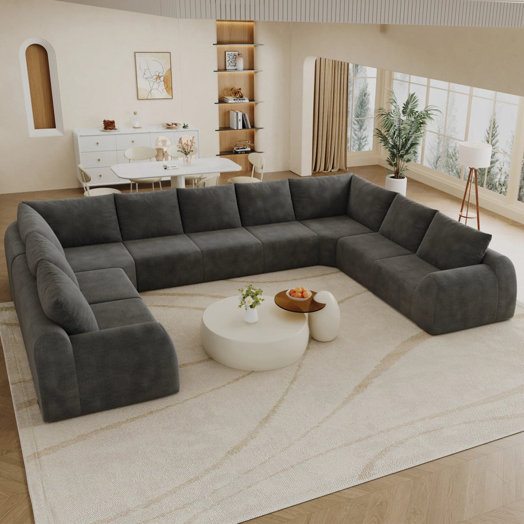 Divano in ciniglia 411 cm, grigio scuro, senza montaggio