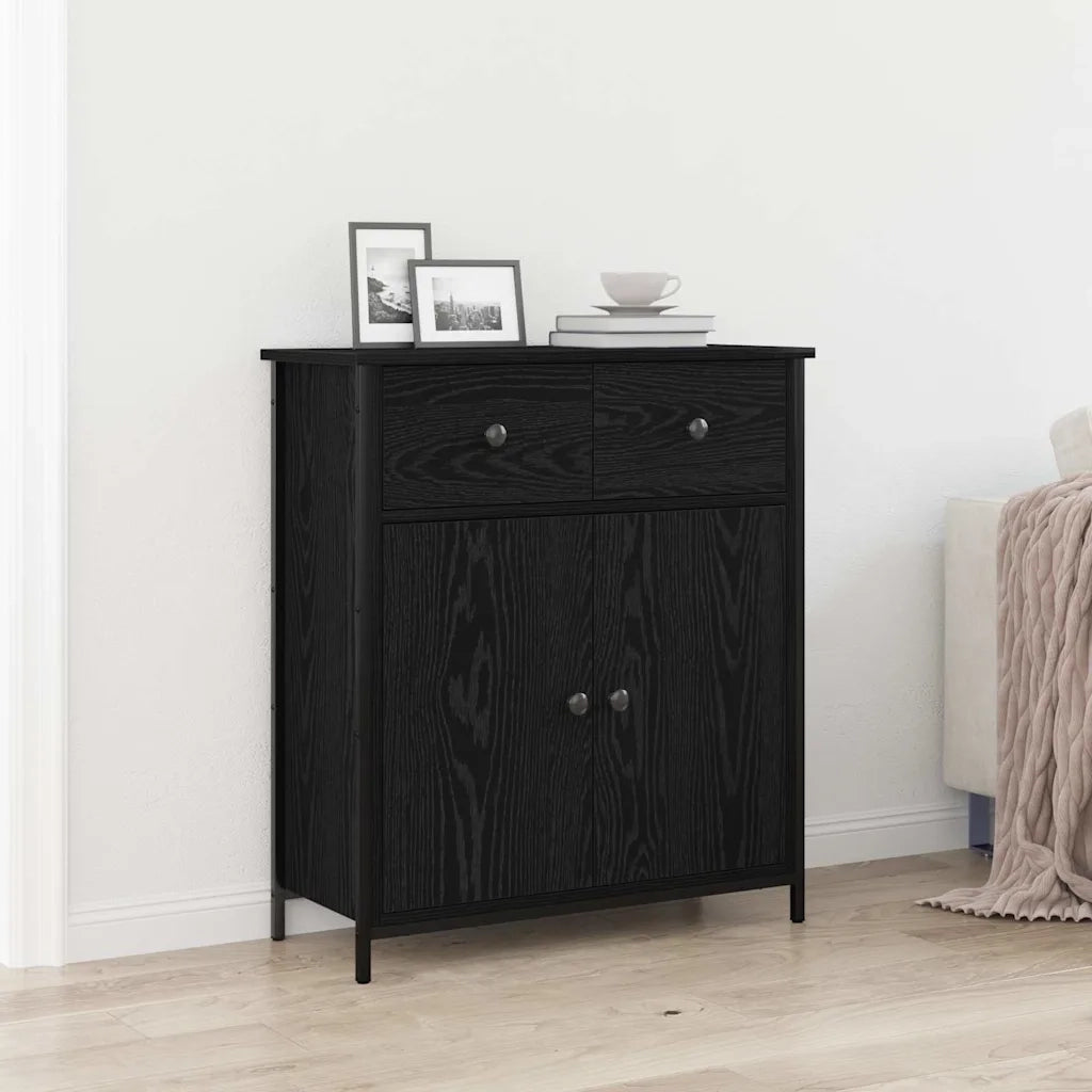 Credenza | Madia | Buffet da pranzo | Armadio da pranzo Rovere Nero 70 x 30 x 80 cm Legno multistrato