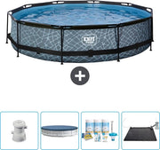 Piscina Rond Stone Frame - 360 x 76 cm - Inclusa Pompa Copertura - Kit Manutenzione - Matrice Solare - Ora a prezzi speciali