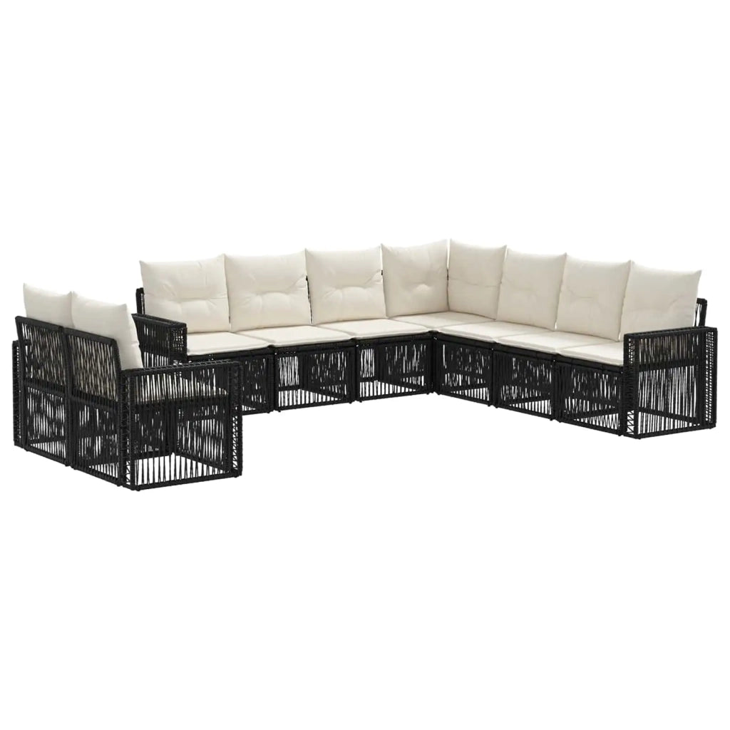 Set Divano da Giardino 9 pcs Nero e Bianco Crema polyrattan 3435163