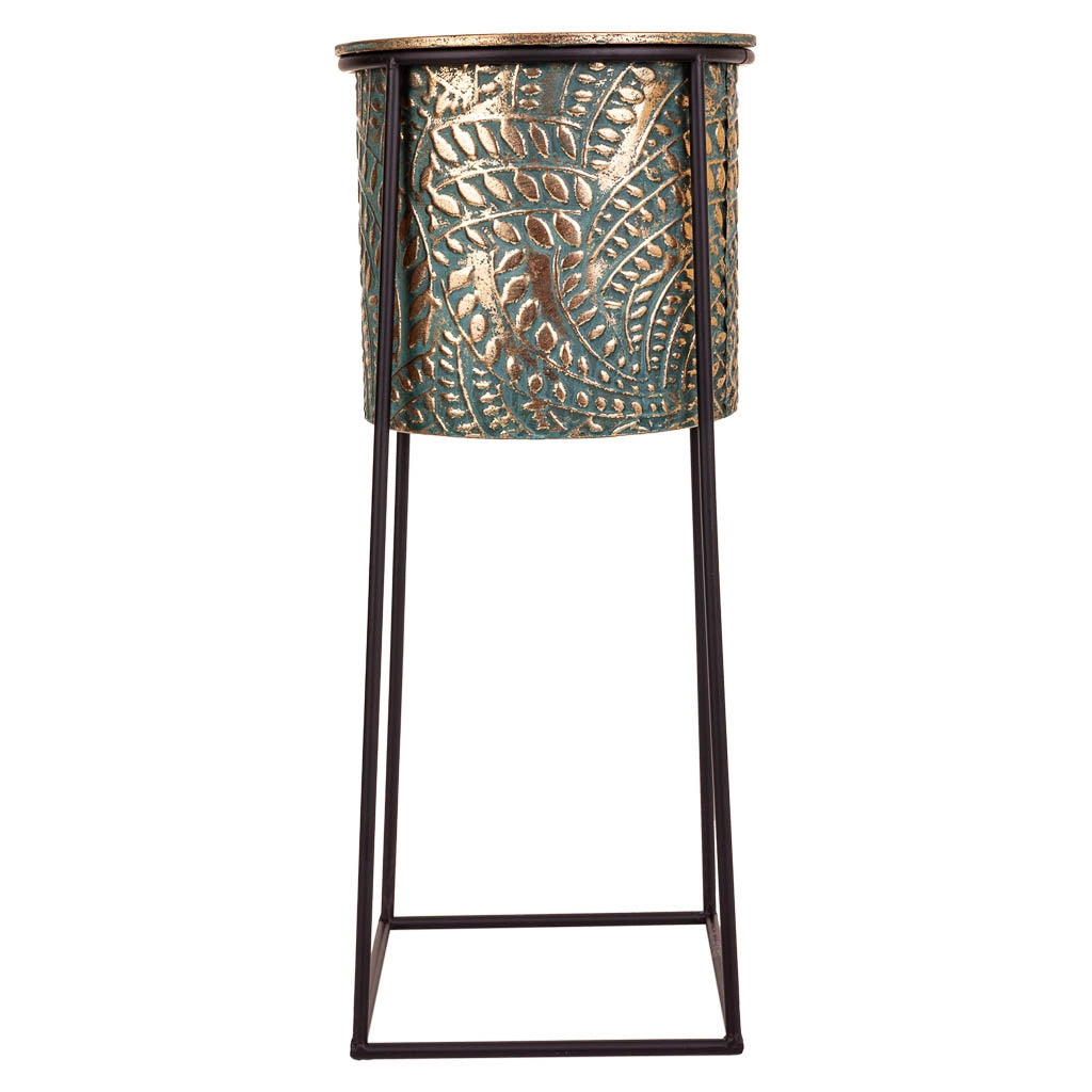 Vaso da fiori in metallo dorato 22,5x22,5x52,5h